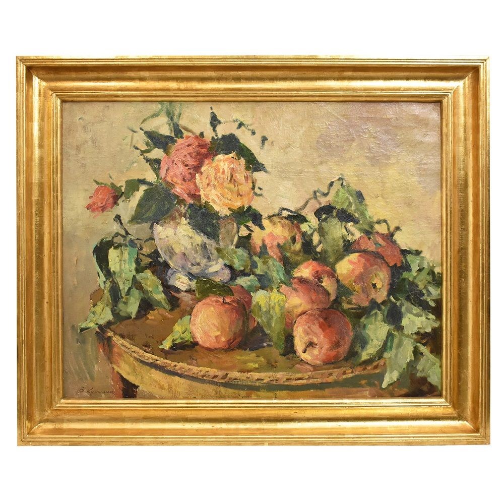 QNM250 antique still life painting oil painting on canvas flower painting 20th century.jpg_1